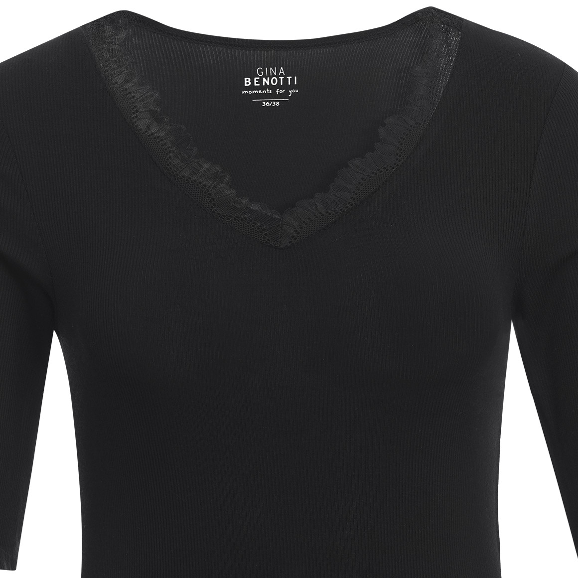 Dames geribd shirt met kant