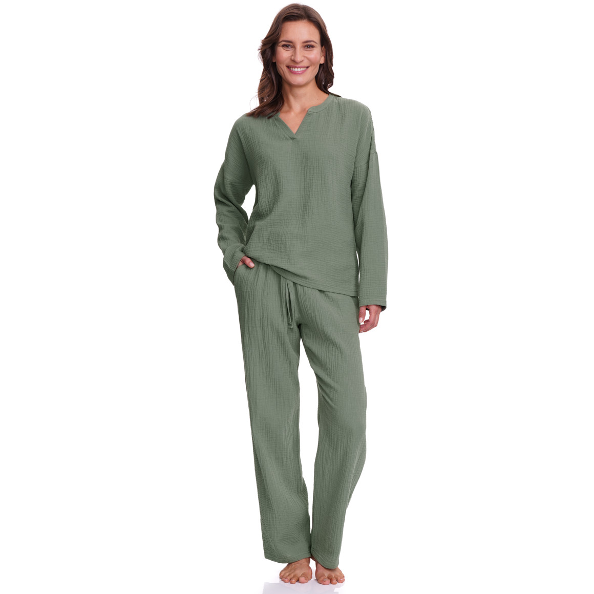 Damen Musselin-Schlafhose aus Baumwolle