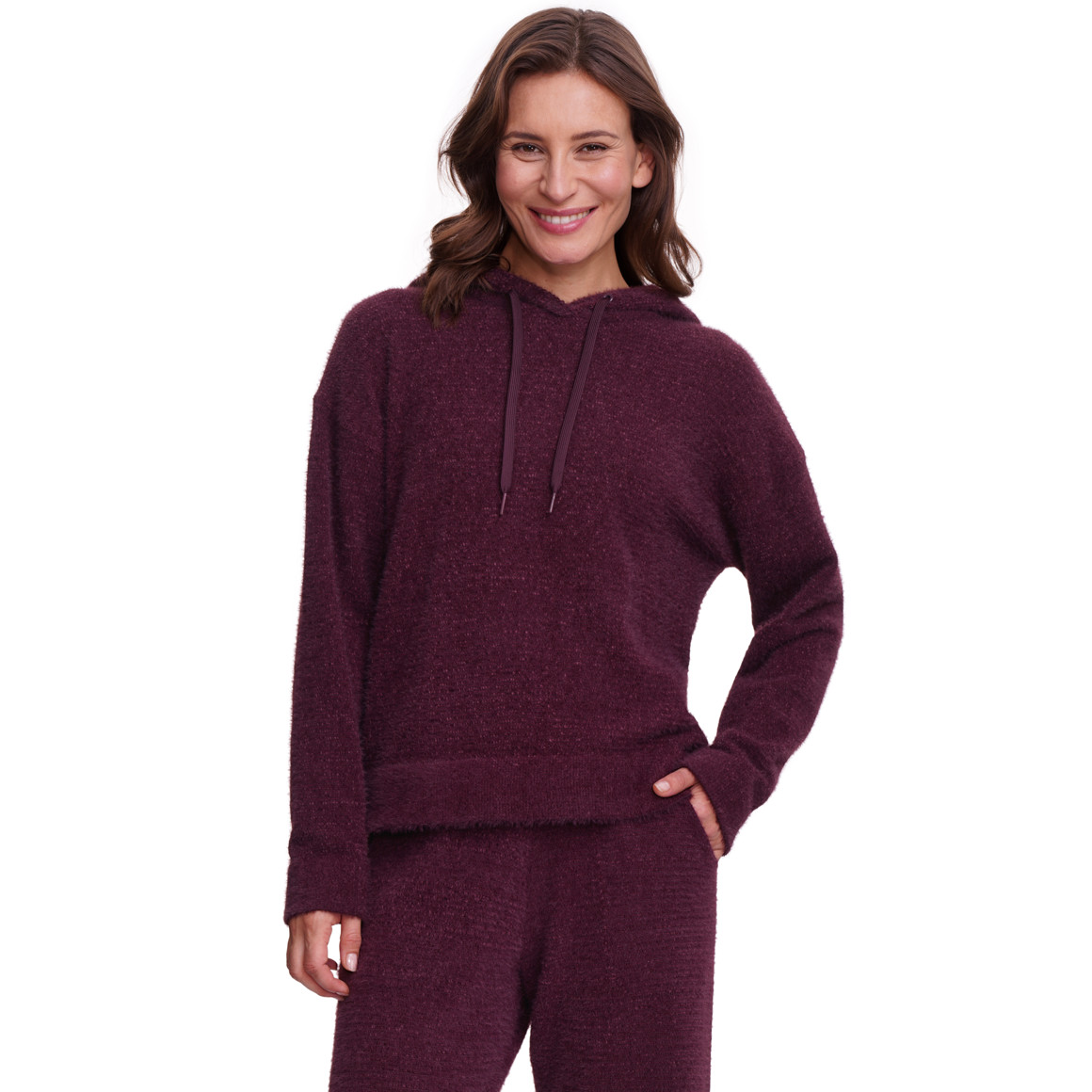 Dames' lounge hoodie in een harige look