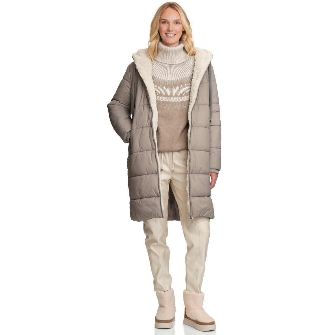 Gewatteerde damesjas met capuchon