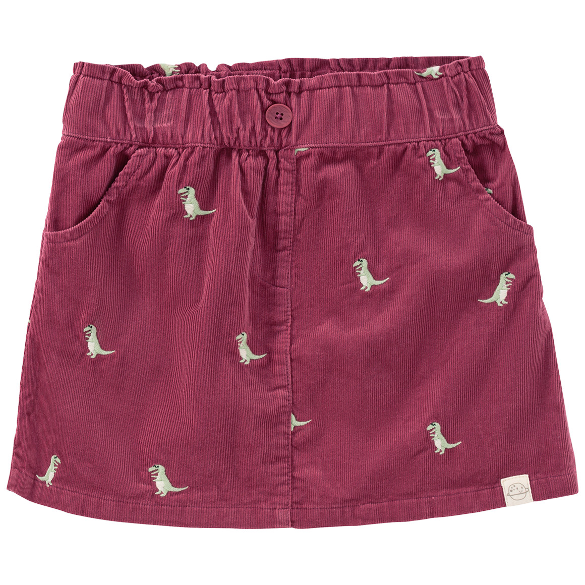 Corduroy meisjesrok met dinosaurusborduursel