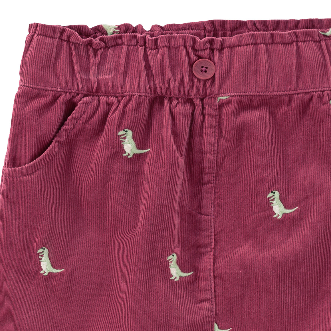 Corduroy meisjesrok met dinosaurusborduursel