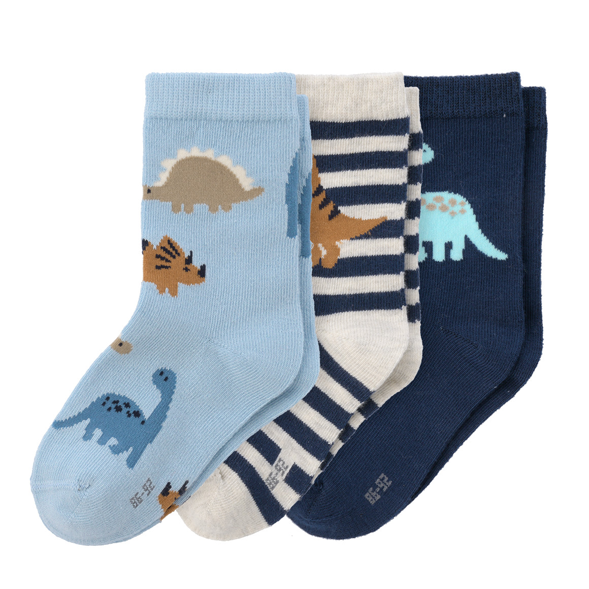 3 Paar Baby Socken mit Dino-Motiven