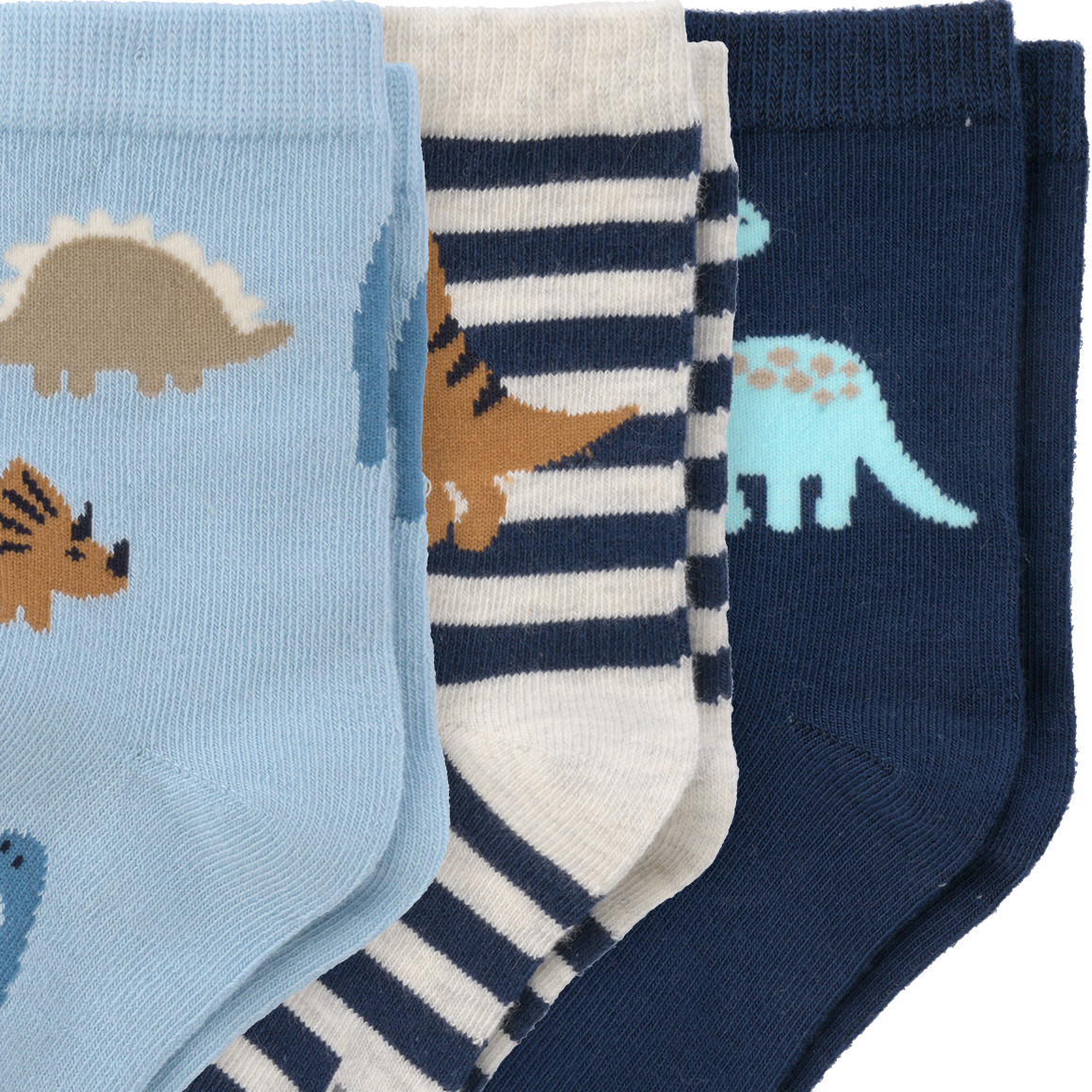 3 Paar Baby Socken mit Dino-Motiven