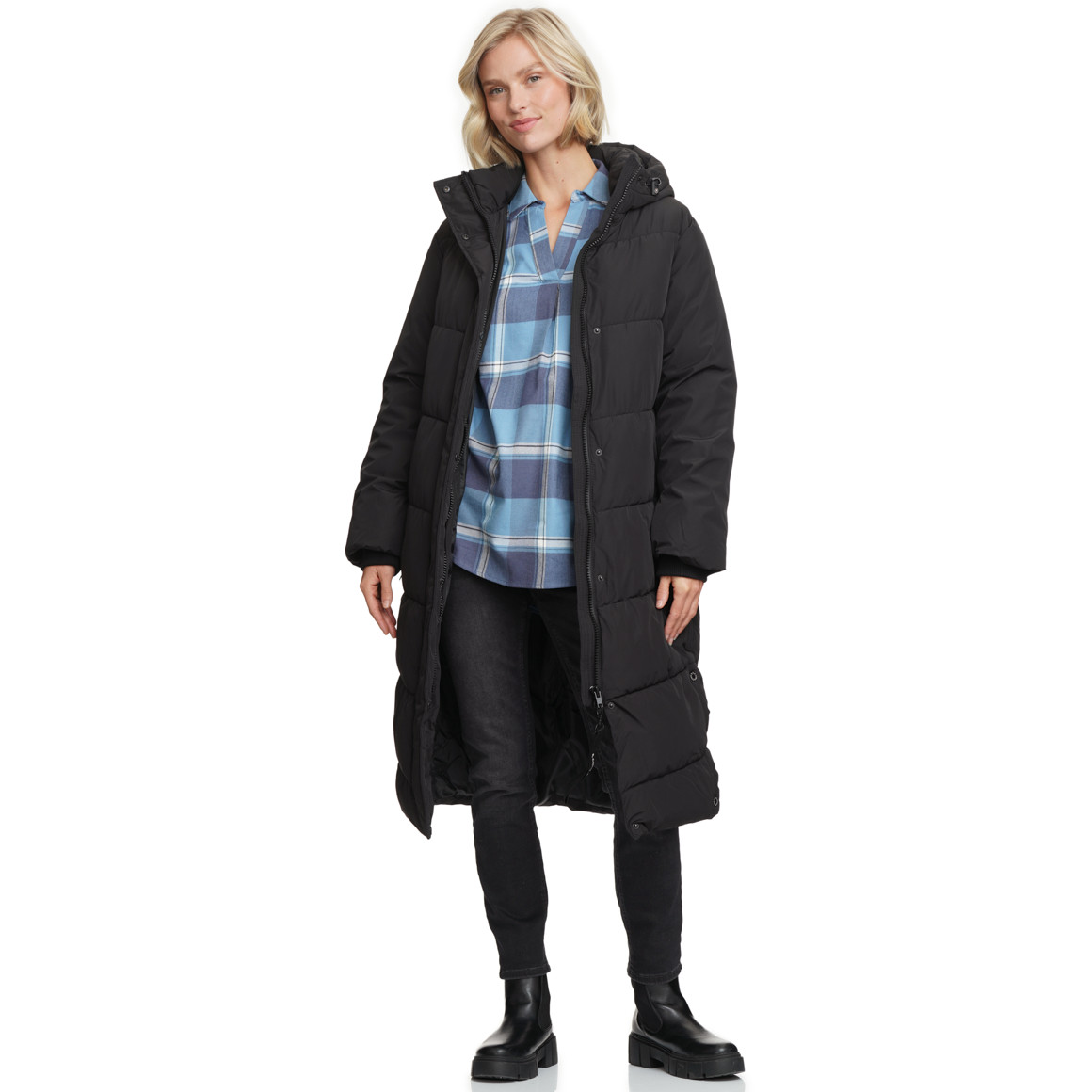 Gewatteerde damesjas met capuchon