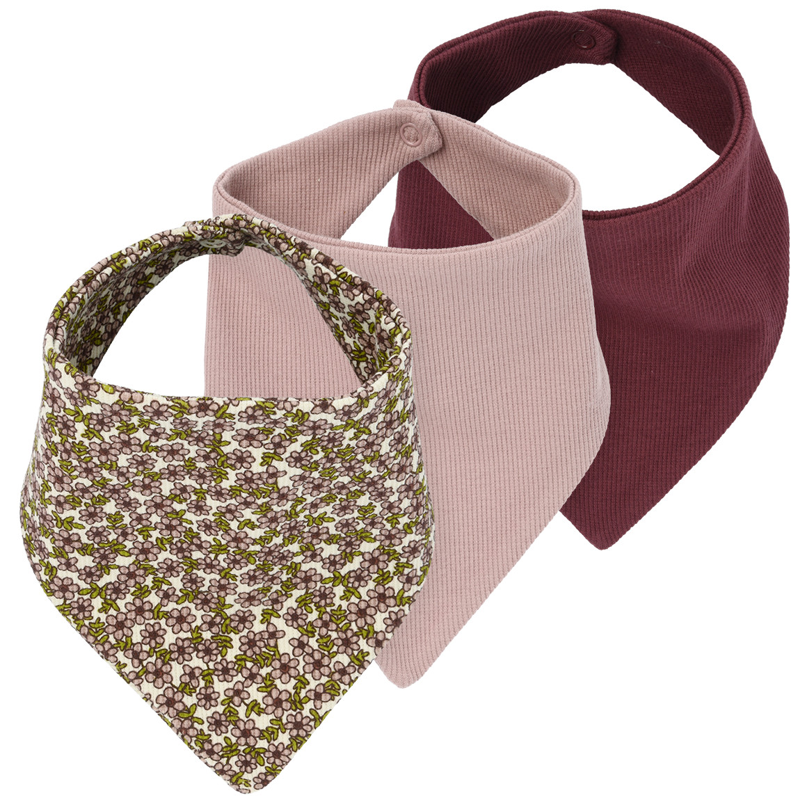 3 babybandana's met bloemenpatroon