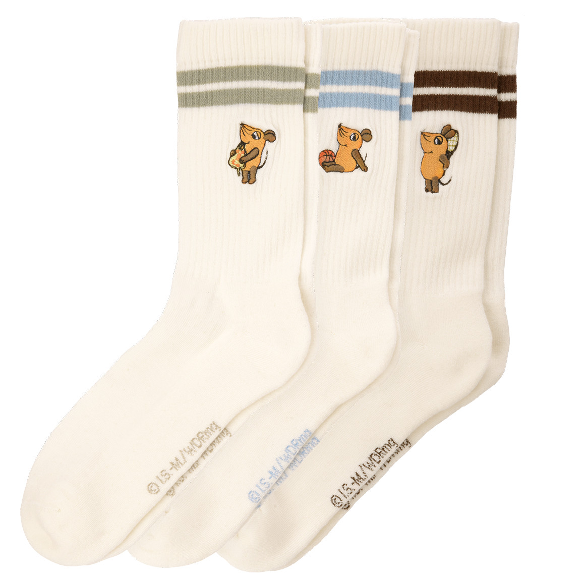 3 Paar Die Maus Sportsocken mit Stickerei