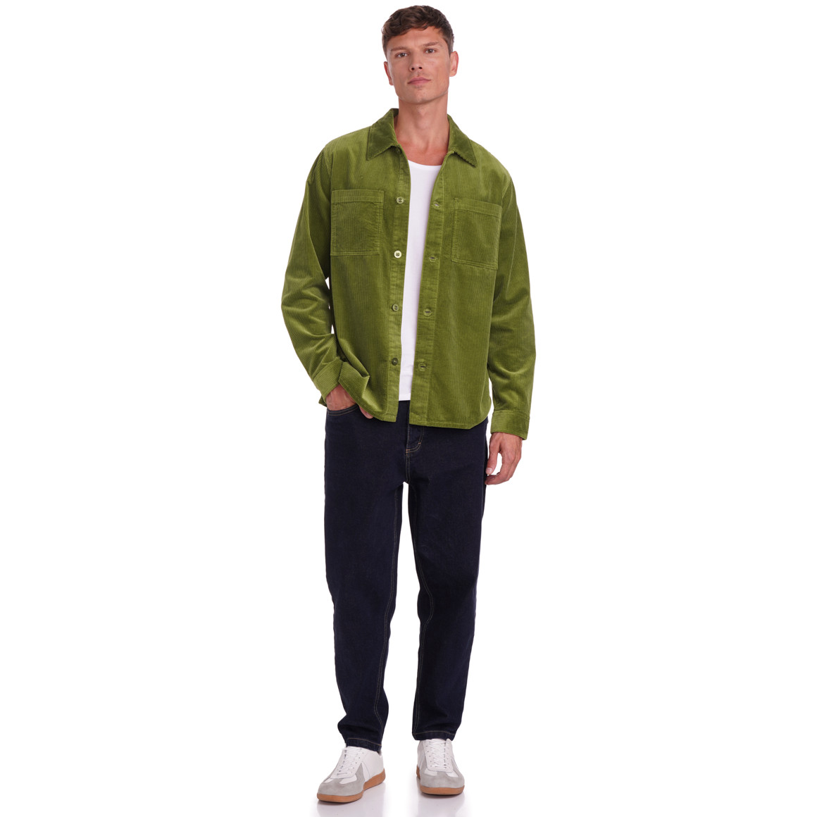 Herencordshirt in effen kleur