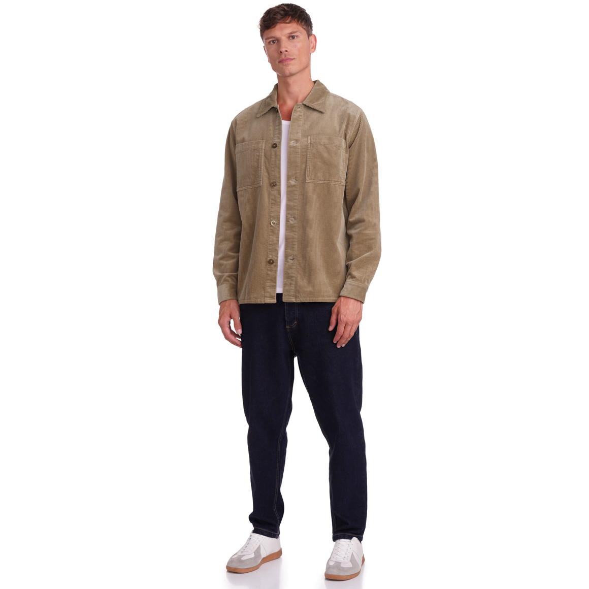 Herencordshirt in effen kleur
