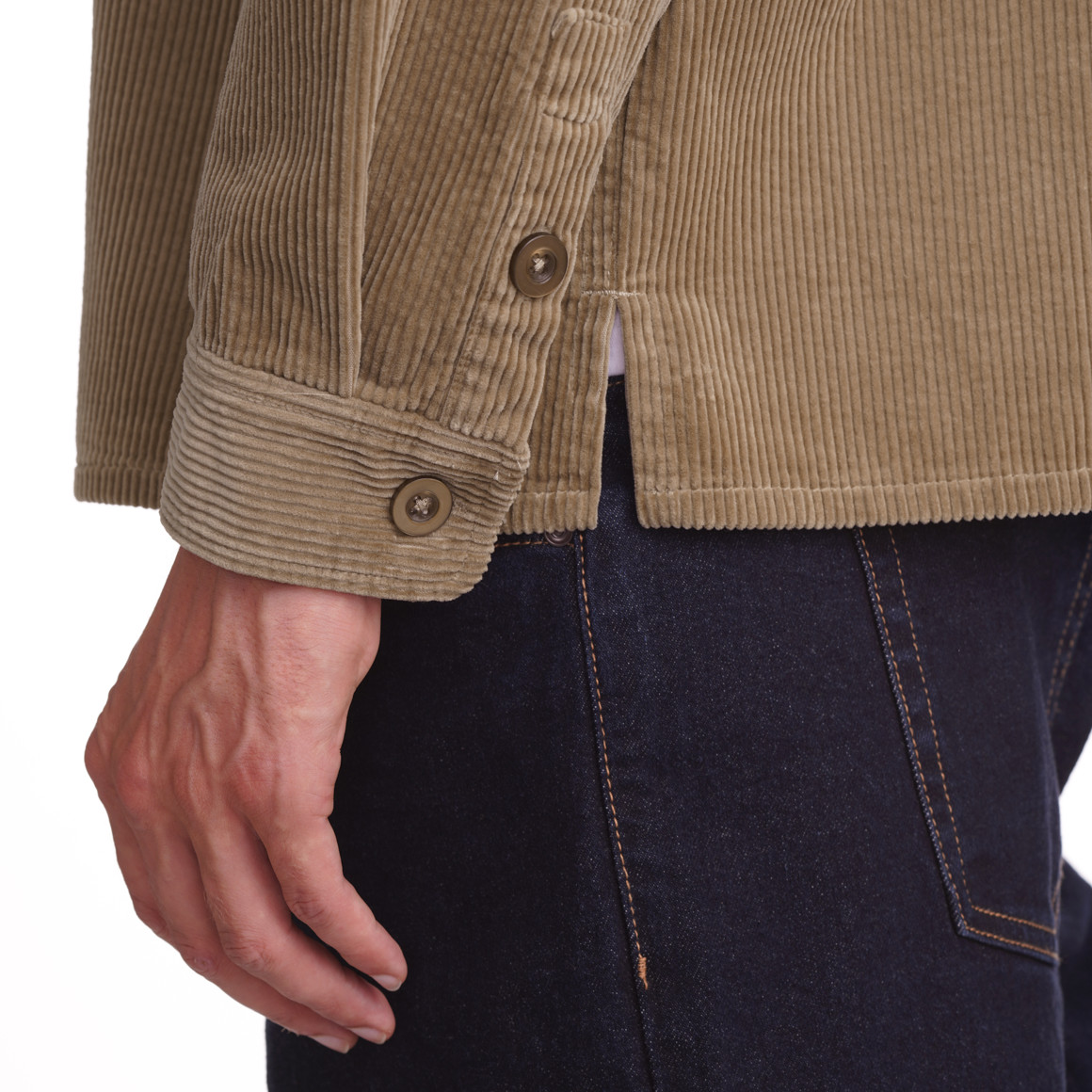 Herencordshirt in effen kleur