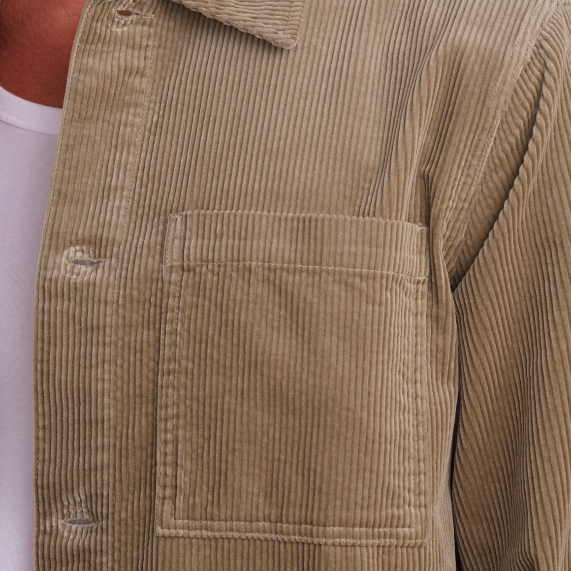 Herencordshirt in effen kleur