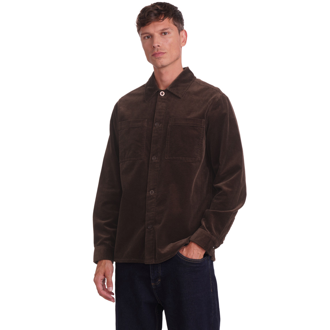Heren corduroy overhemd in effen kleur