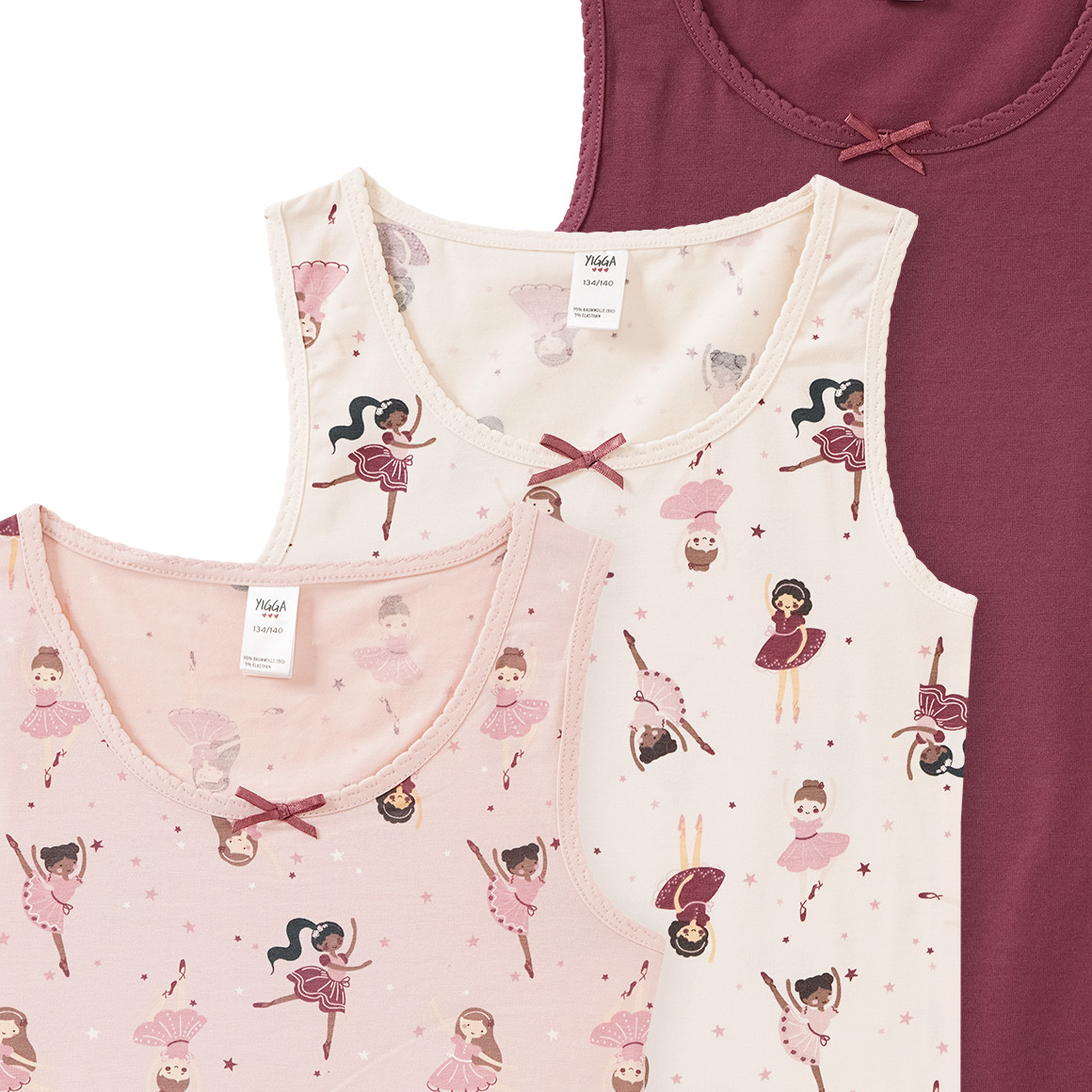 3 Meisjes onderhemden in een Kledingsets