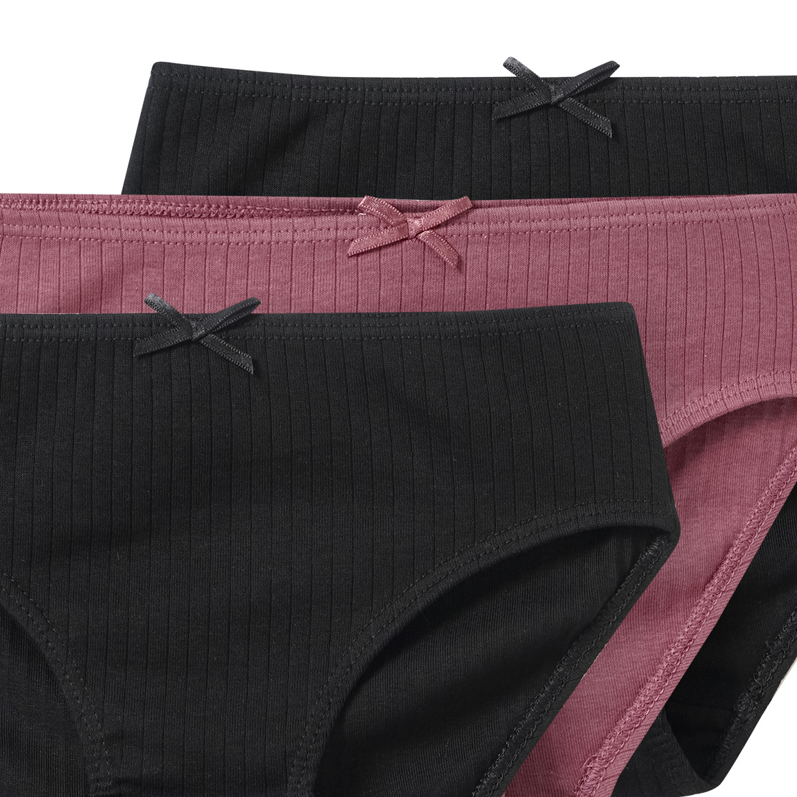 3 Meisjes Slips met geribde structuur