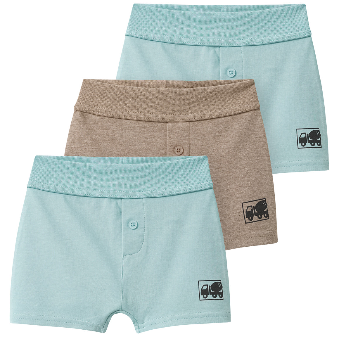 3 Baby Boxer mit Baustellen-Fahrzeugen