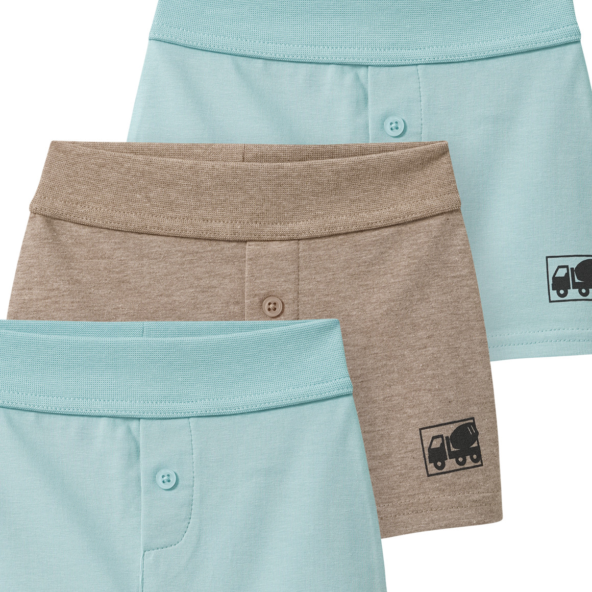 3 Baby Boxer mit Baustellen-Fahrzeugen