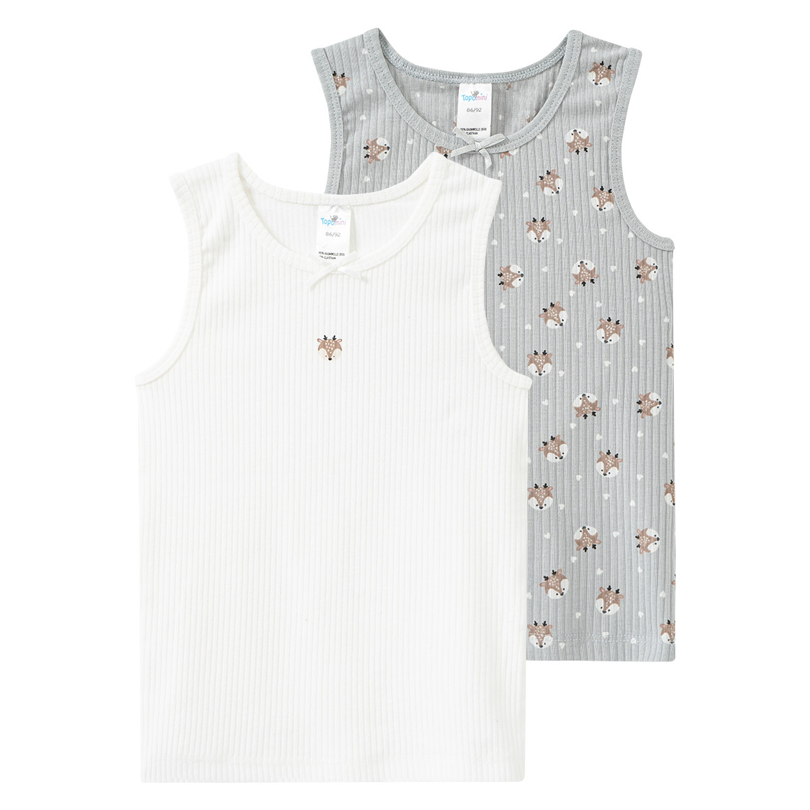 2 Onderhemden met geribbelde structuur