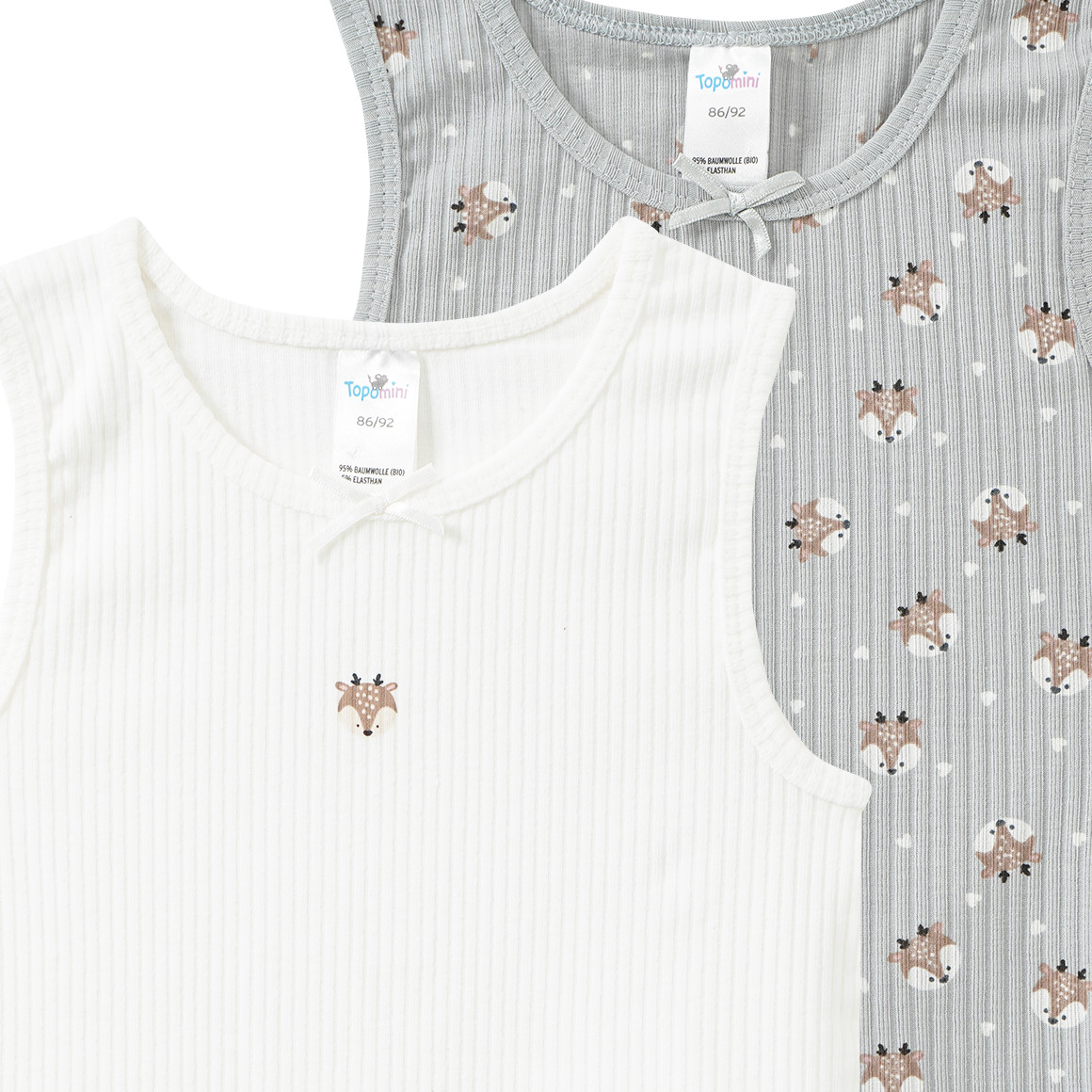 2 Onderhemden met geribbelde structuur