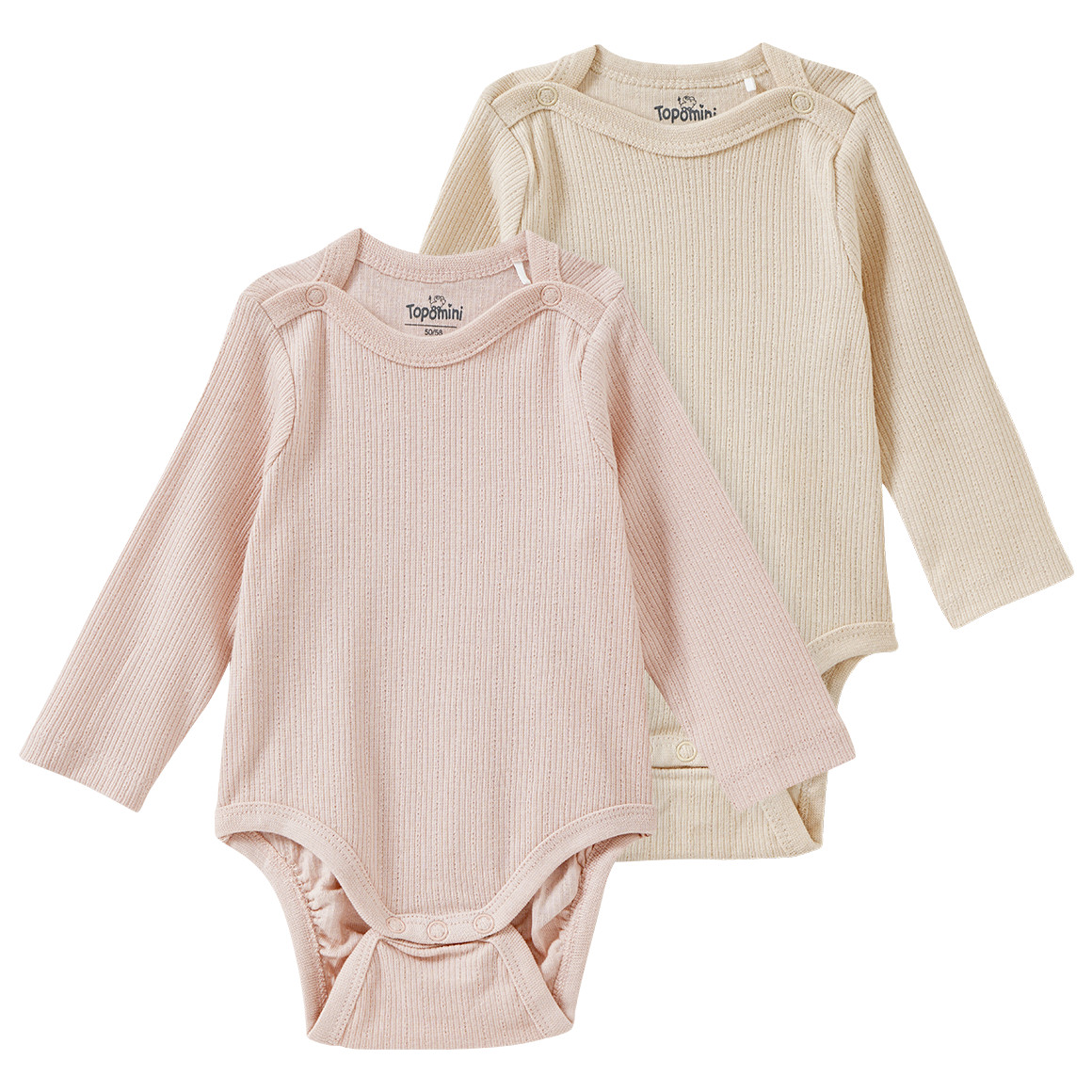 2 Baby Langarmbodys mit Rippstruktur
