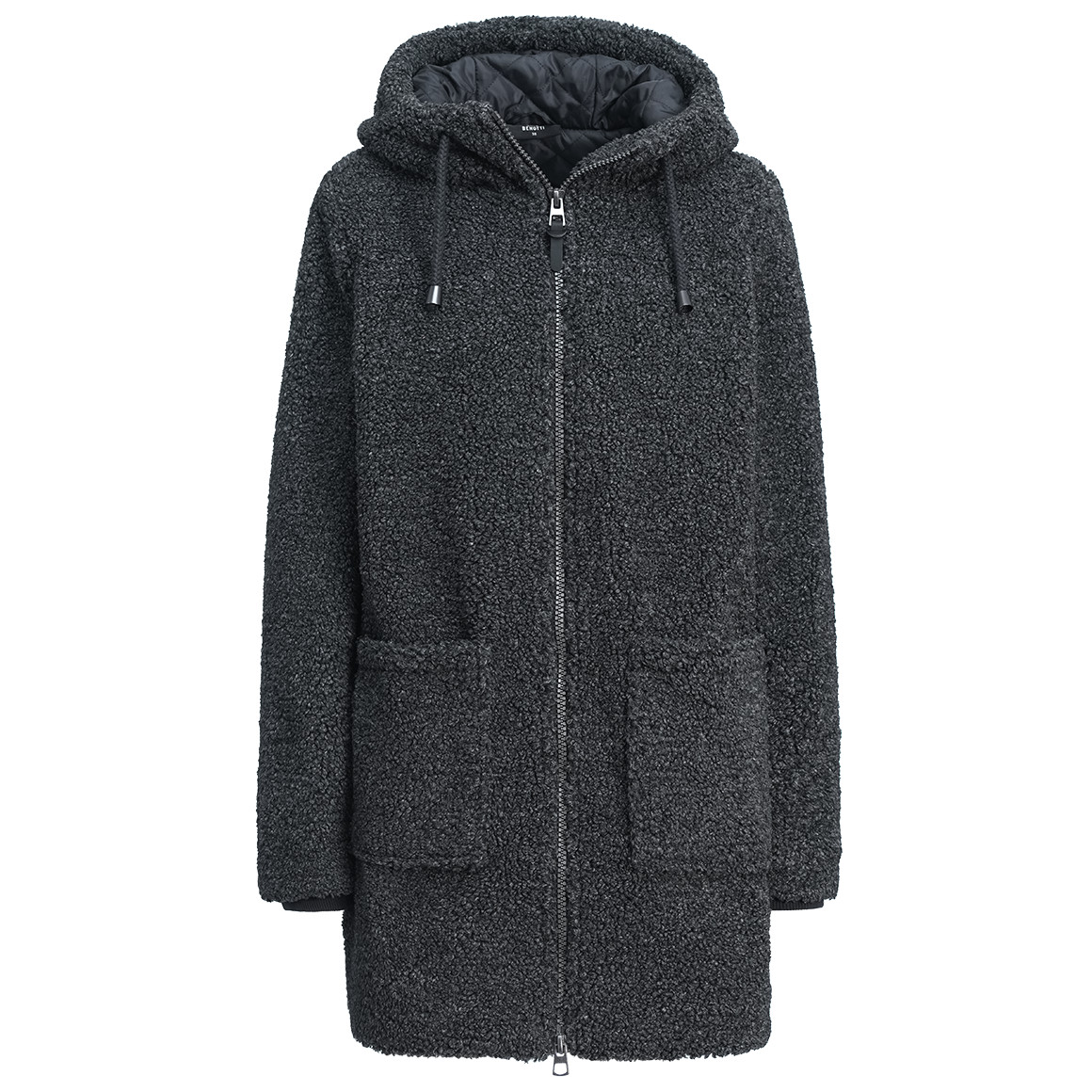 Damen Teddymantel mit Kapuze