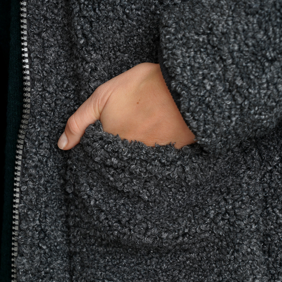 Damen Teddymantel mit Kapuze