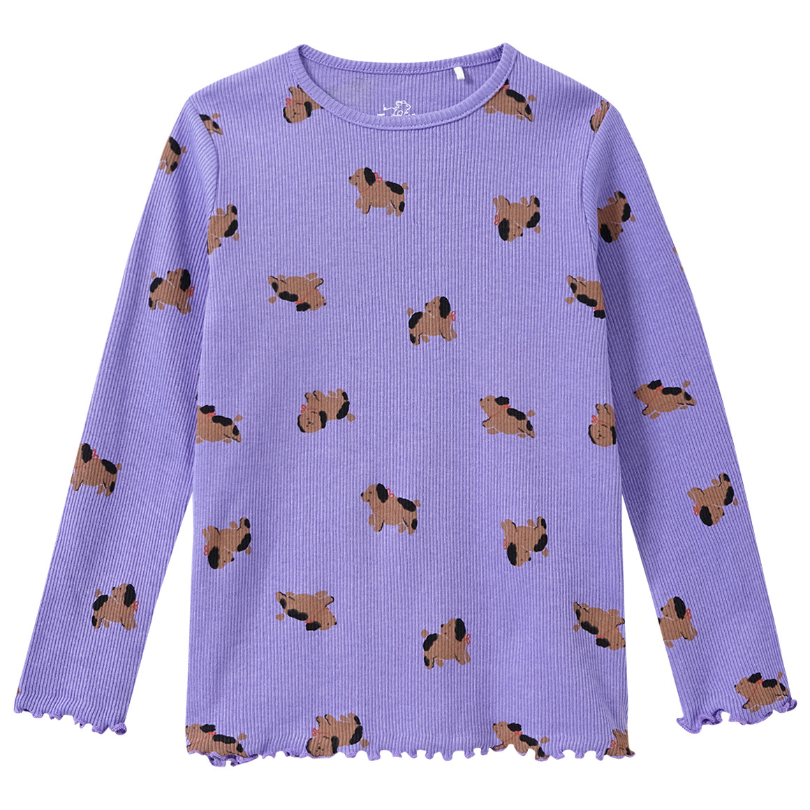 Meisjeshemd met lange mouwen en dog all-over