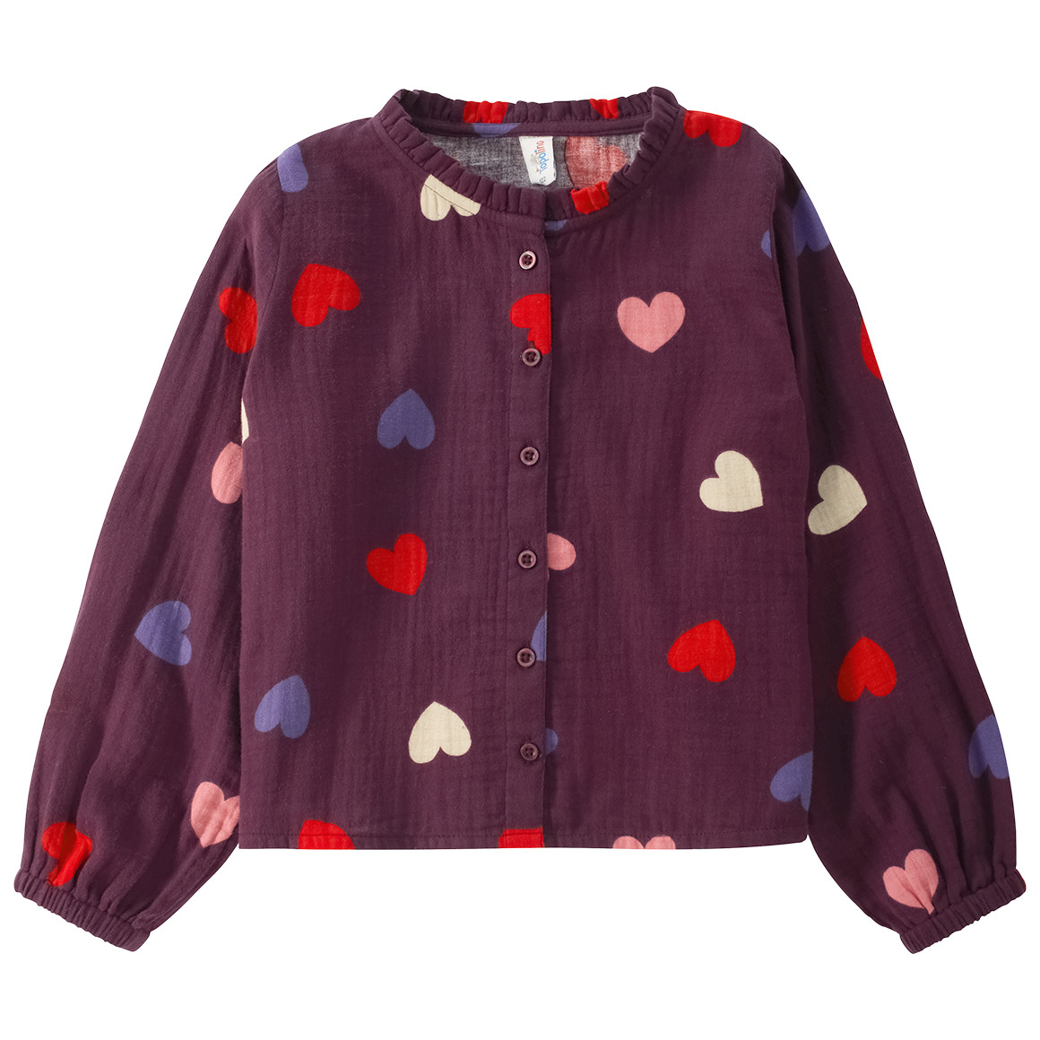 Mousseline meisjesblouse met hartje all-over