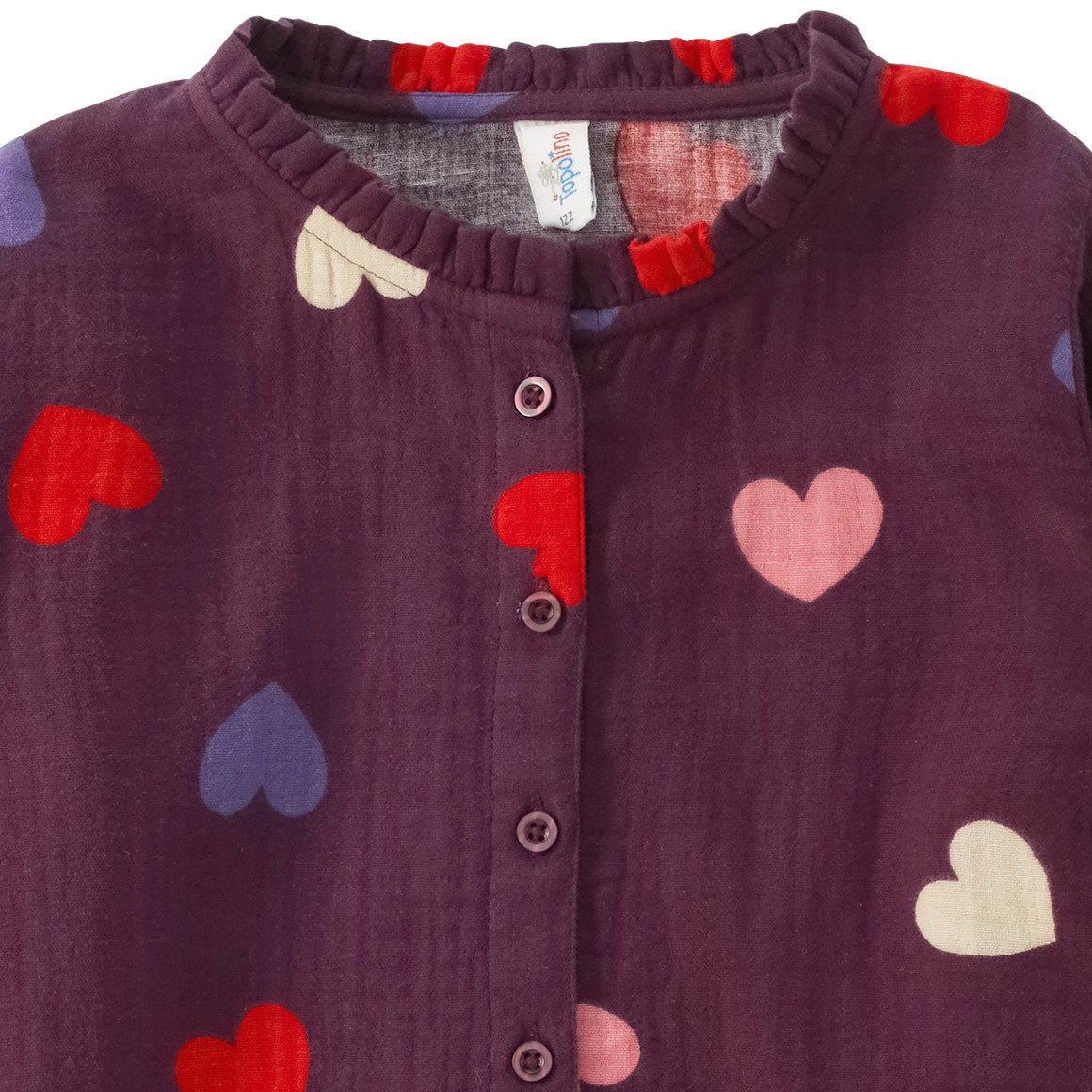 Mousseline meisjesblouse met hartje all-over