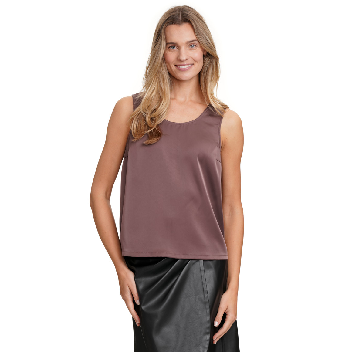 Dames' satijnen top met brede banden