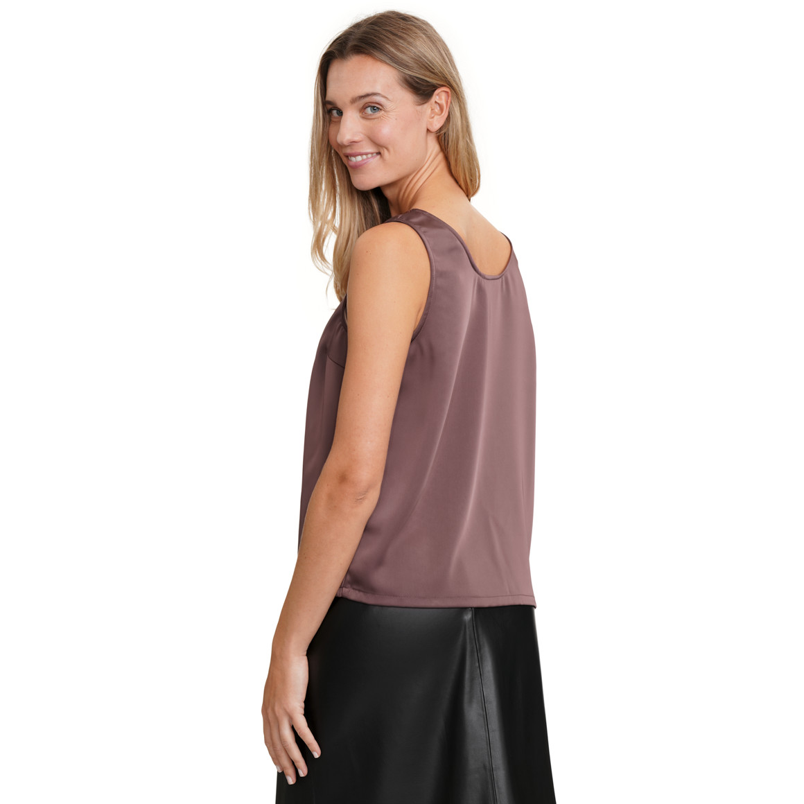 Dames' satijnen top met brede banden