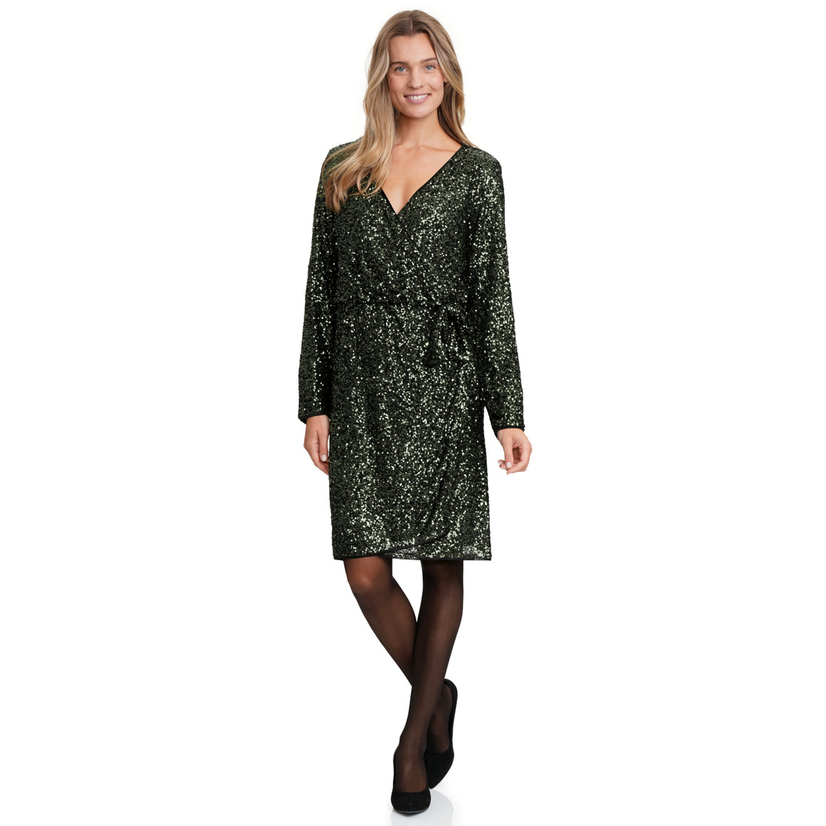 Damen Paillettenkleid  in Wickel-Optik