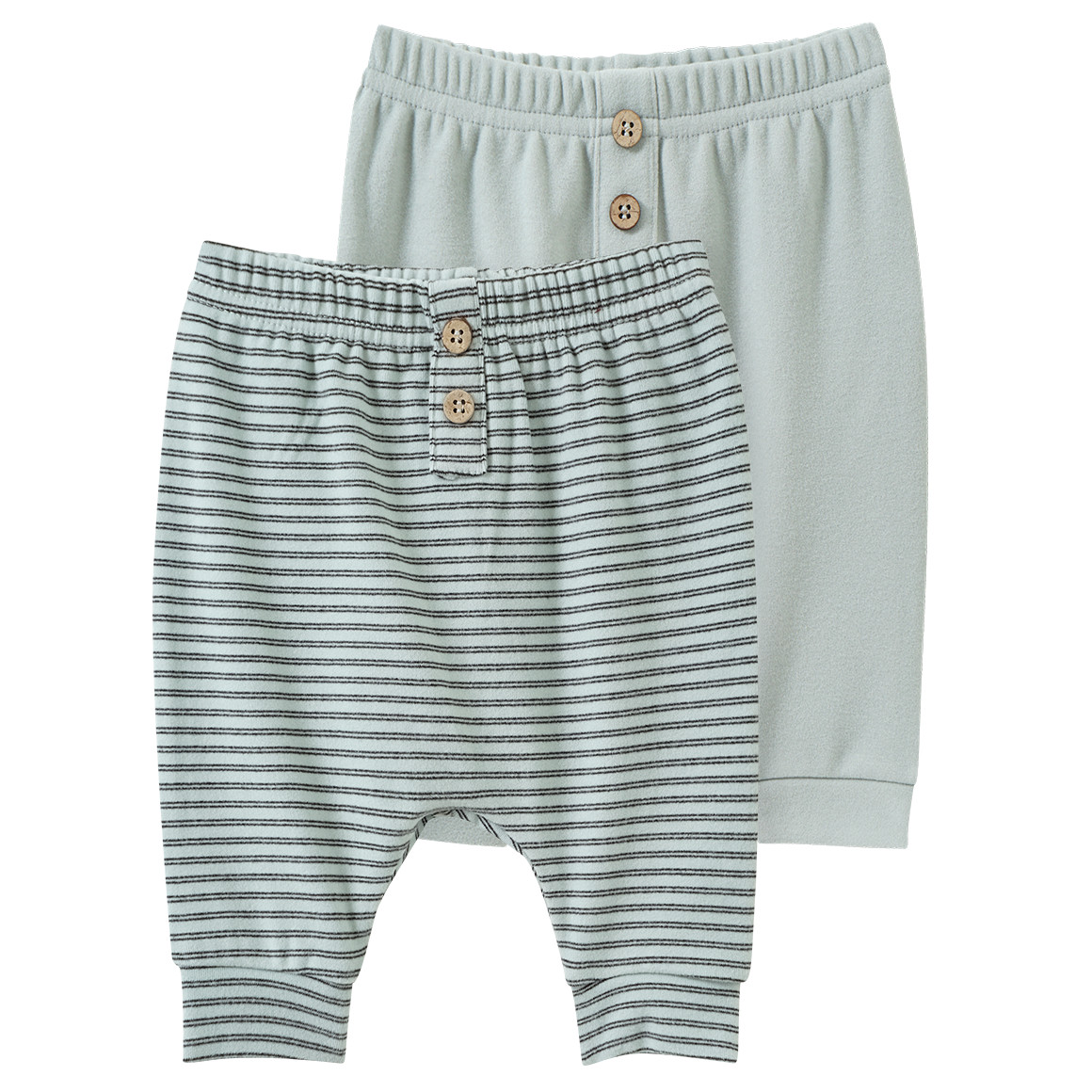 2 Newborn Fleecehosen mit Zierknöpfen