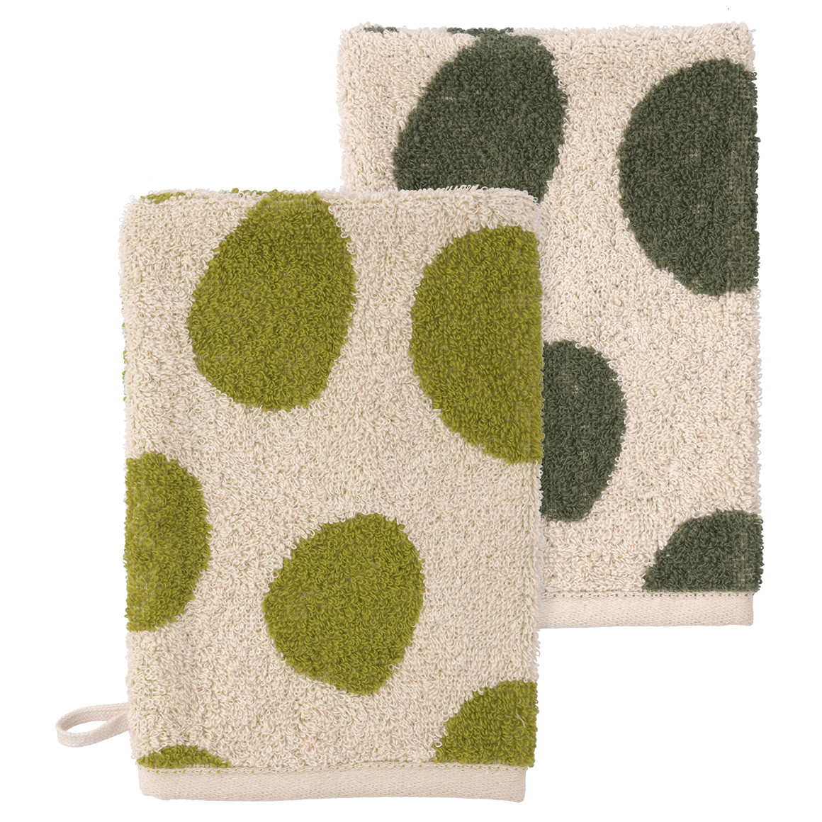 2 Waschhandschuhe mit Allover-Muster