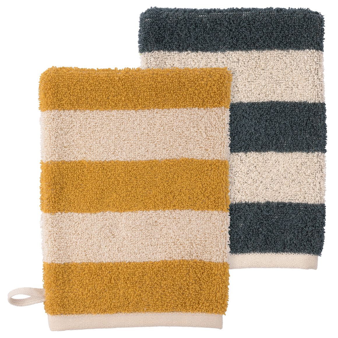 2 Waschhandschuhe mit Allover-Muster