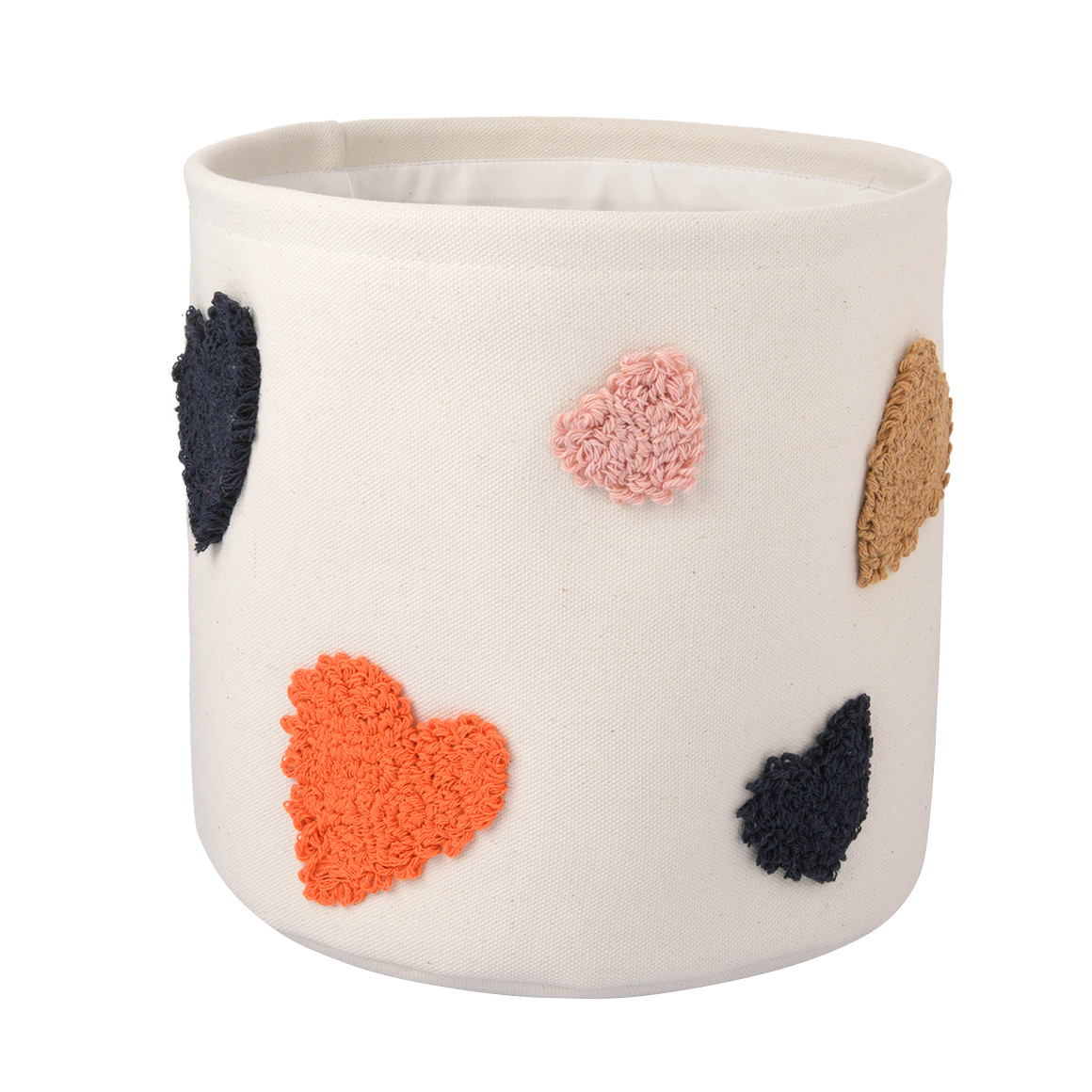 Kleine opbergmand met kleurrijke hartjes