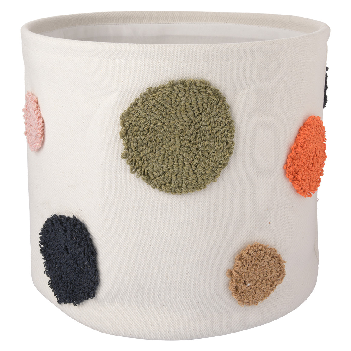 Grote opbergmand met kleurrijke stippen