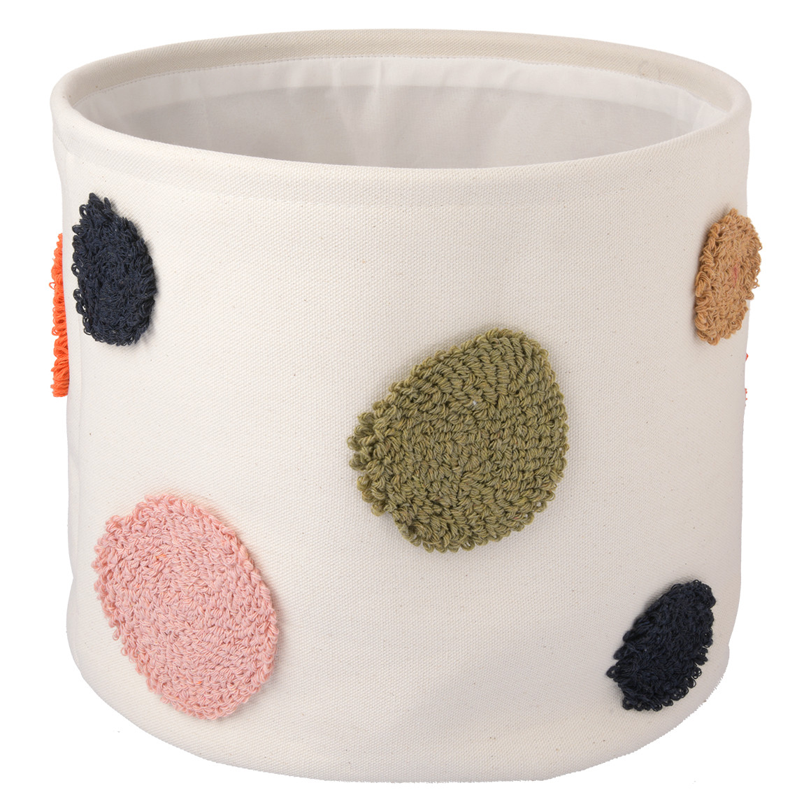 Grote opbergmand met kleurrijke stippen