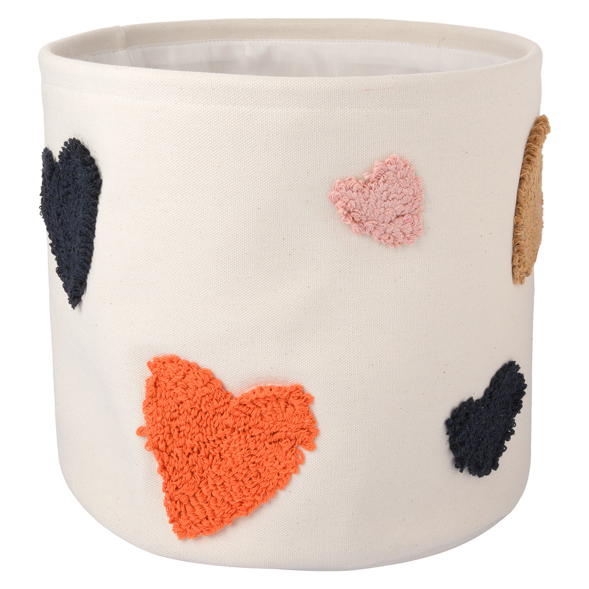 Grote opbergmand met kleurrijke hartjes