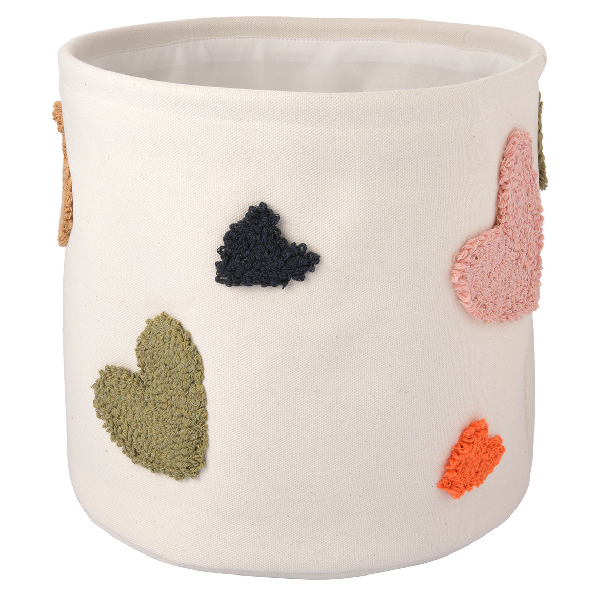 Grote opbergmand met kleurrijke hartjes