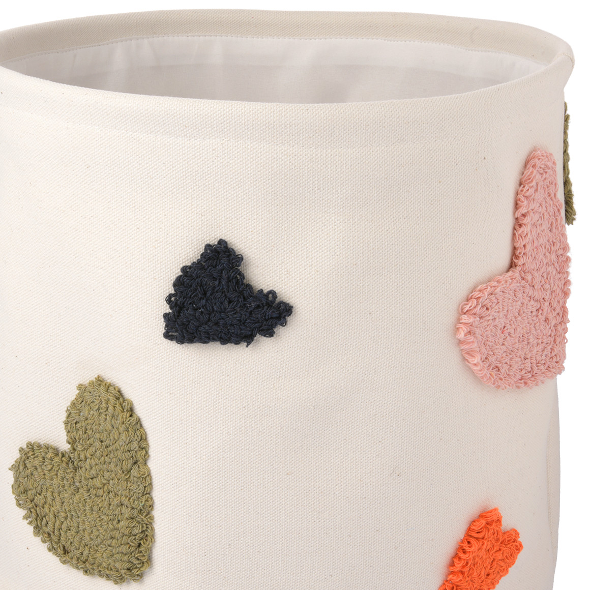 Grote opbergmand met kleurrijke hartjes