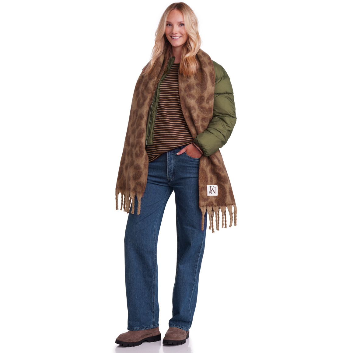 Dameswintersjaal met leopatroon