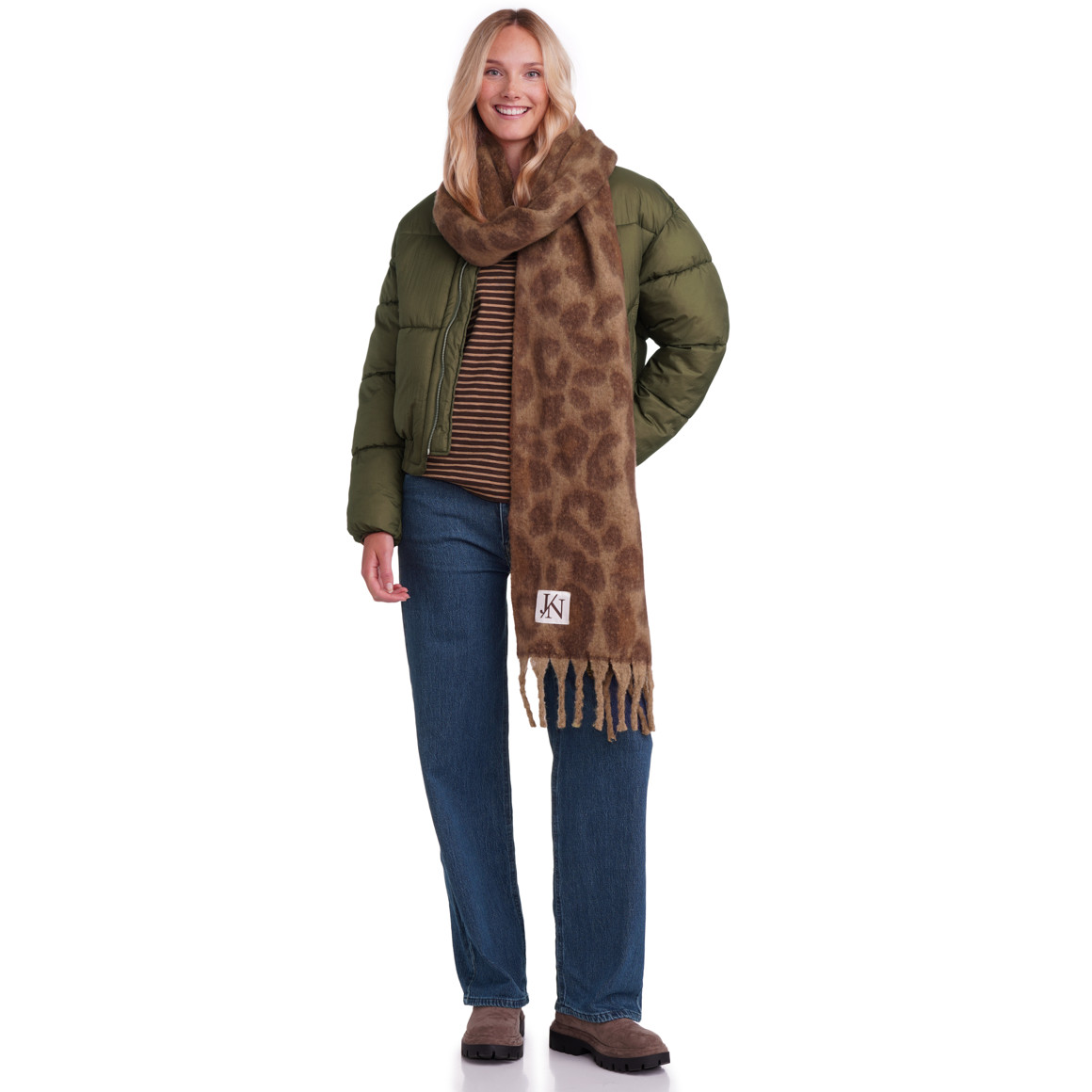 Dameswintersjaal met leopatroon