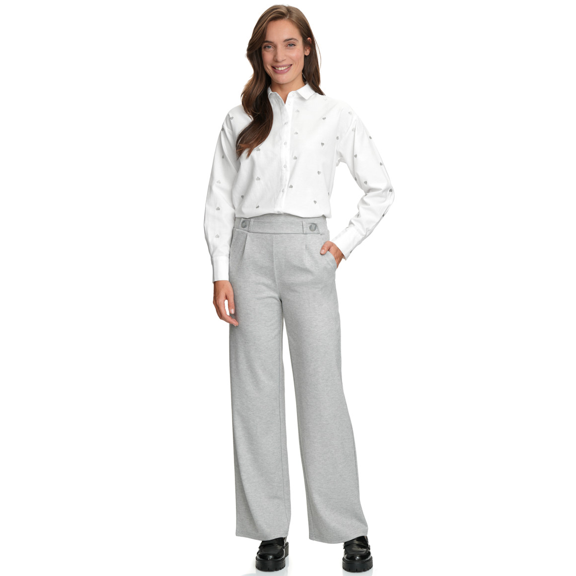 Dames blouse met hartjesborduursel