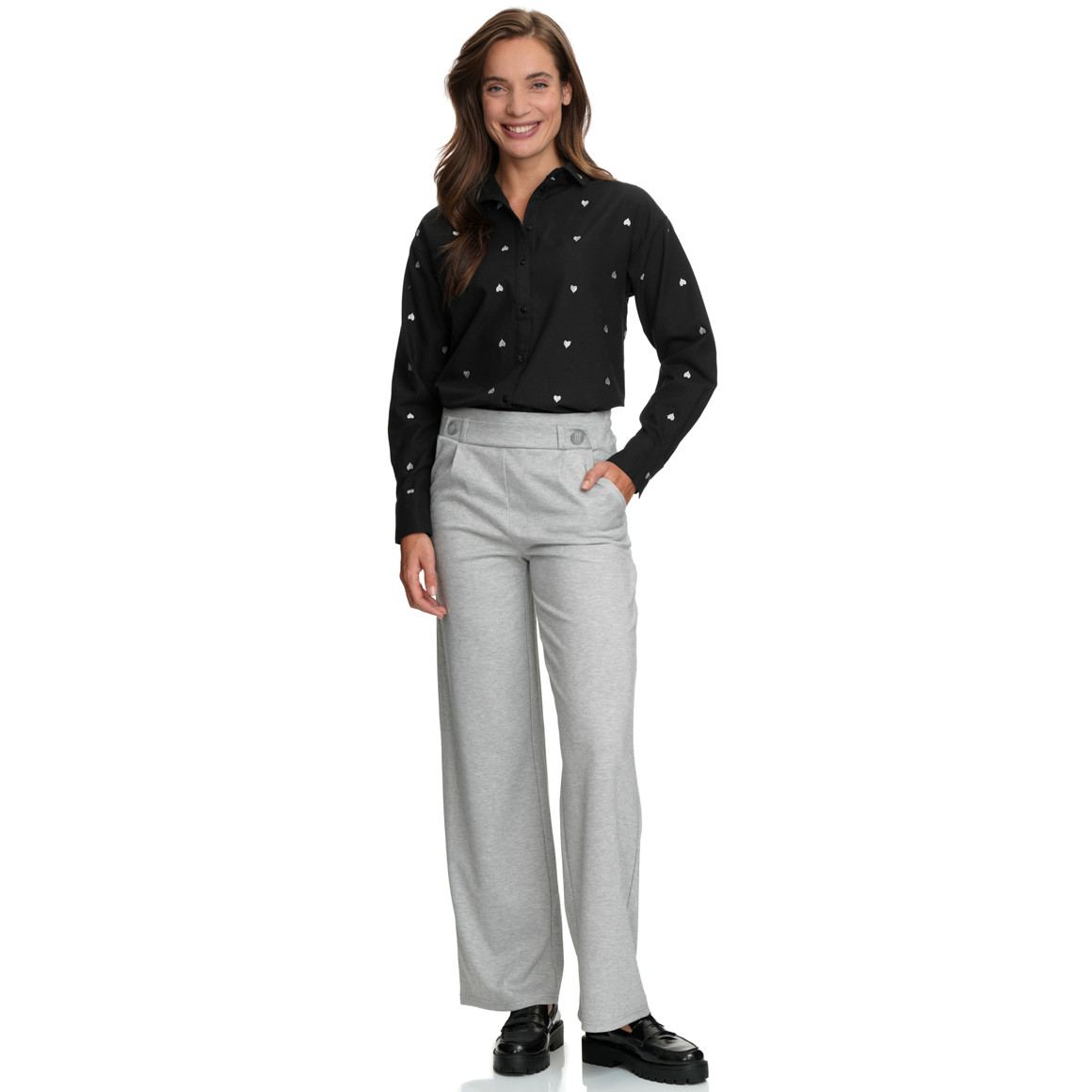 Dames blouse met hartjesborduursel