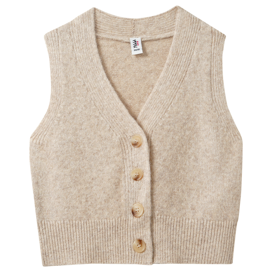 Meisjes gebreid vest met knopen