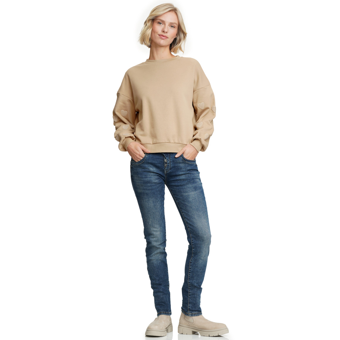 Damen Sweatshirt mit Herz-Applikation