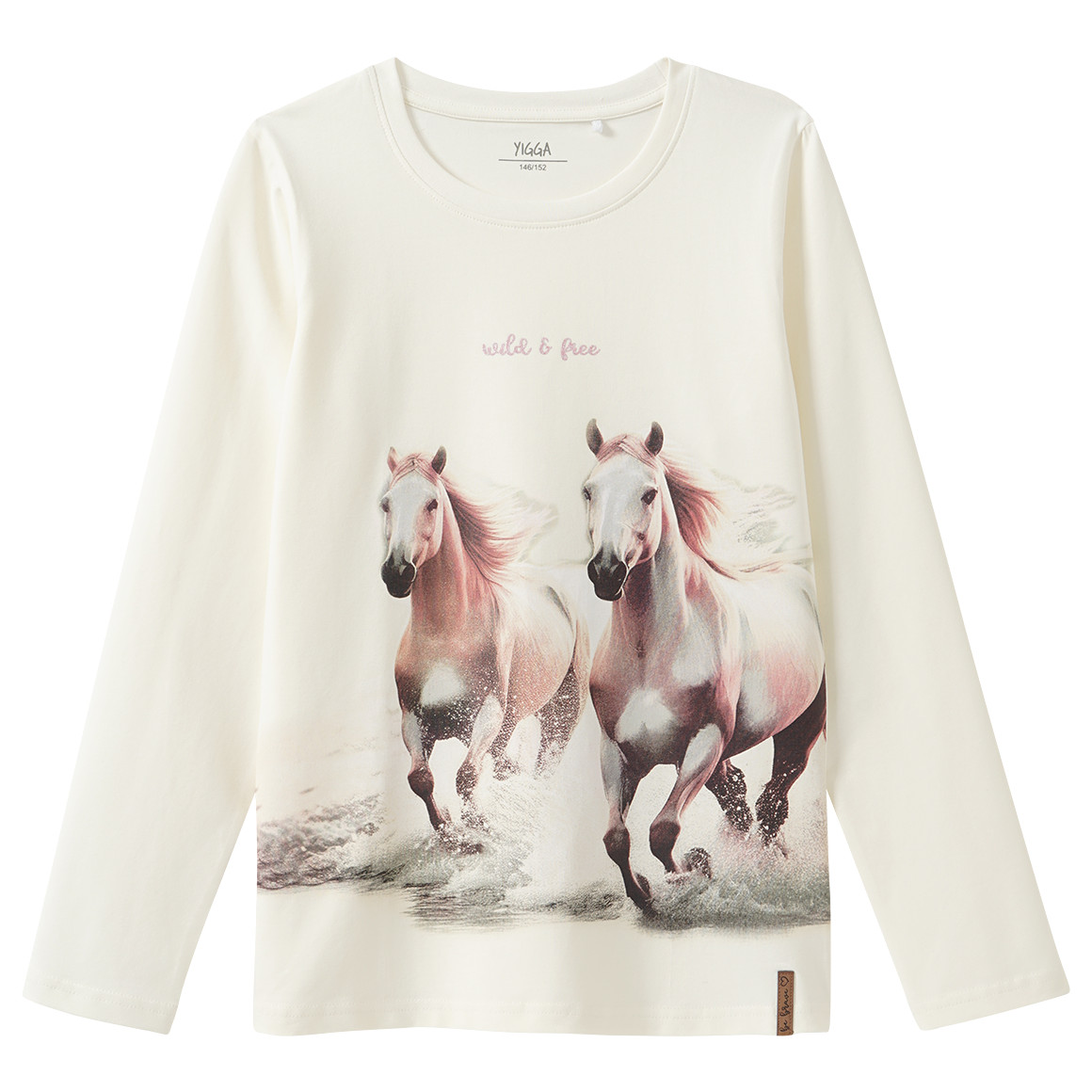 Meisjes T-Shirt lange mouwen met paardenprint