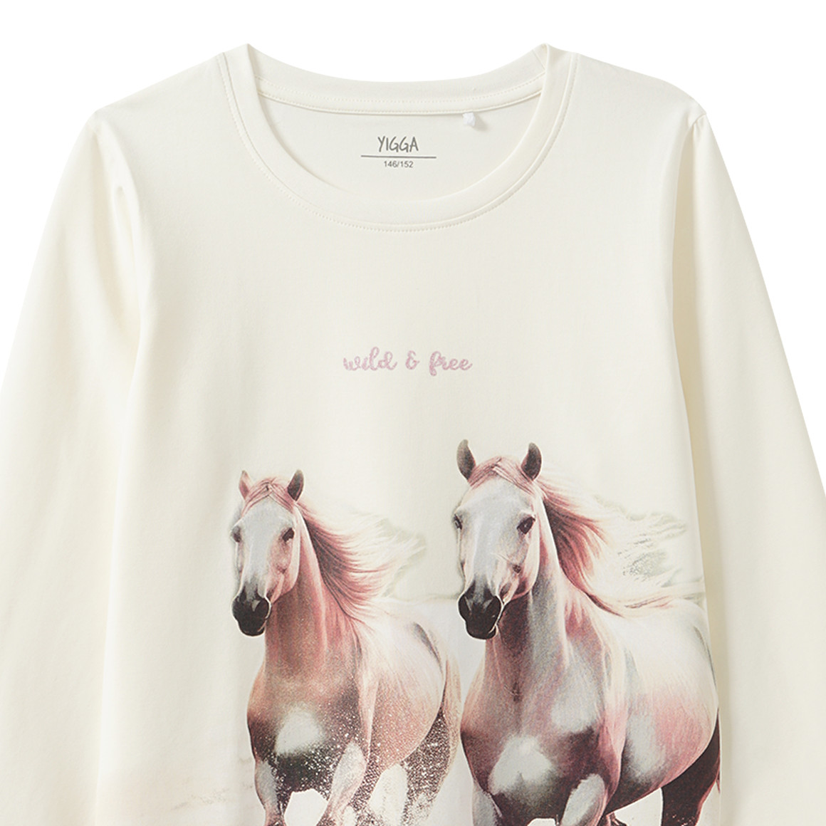 Meisjes T-Shirt lange mouwen met paardenprint