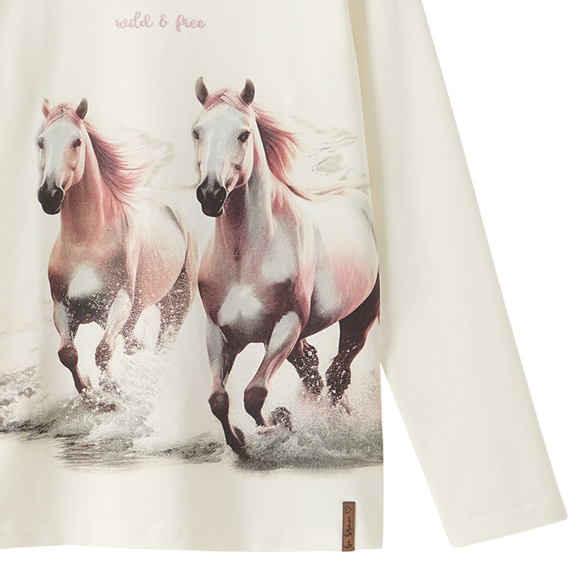 Meisjes T-Shirt lange mouwen met paardenprint