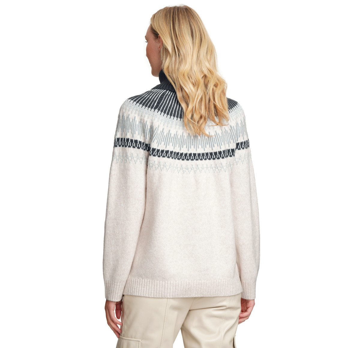 Damen Rollkragenpullover mit Norwegermuster